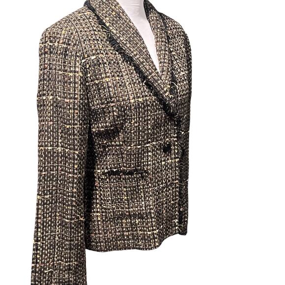 Requirements Tweed Blazer Jacket Fringe Trim Multicolor Old Money Career Size 12 - Picture 6 of 9
